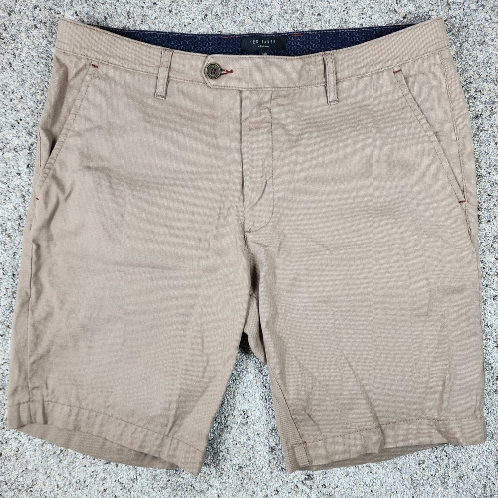 Ted Baker Chino Shorts Mens 34 Tan Cortrom Micro Texture Stretch NWOT